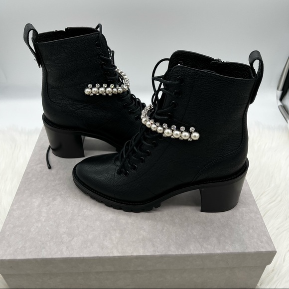 Jimmy Choo | Cruz Embellished Leather Combat Boots - Picture 7 of 14